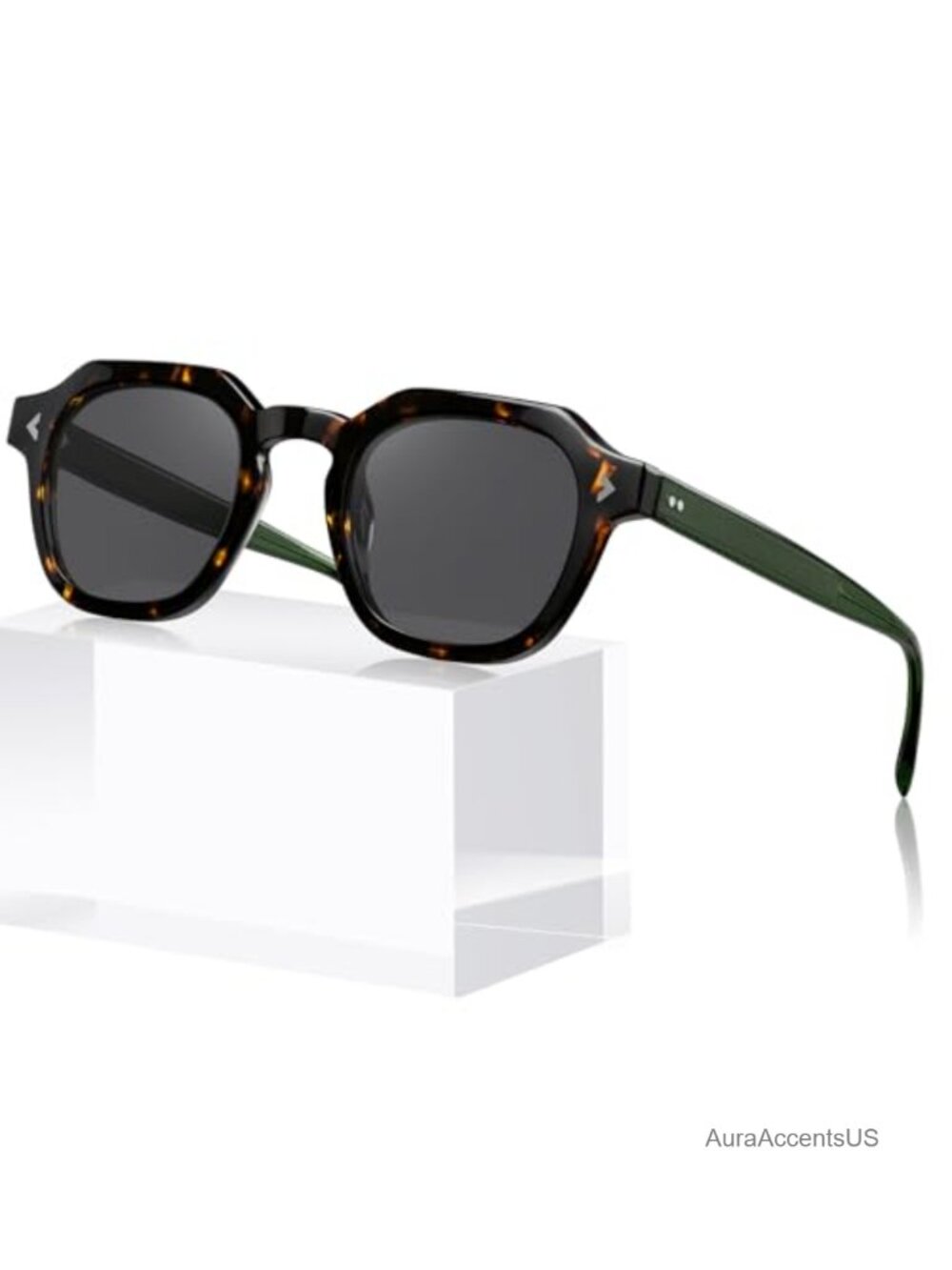 Retro Square Acetate Polarized UV400 Sunglasses Keyhole Bridge Full Frame